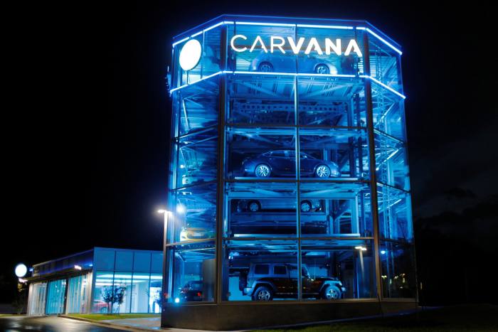 Vehicles displayed at a Carvana ‘vending machine’ in Austin, Texas