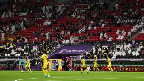 Empty seats are seen during the match. 