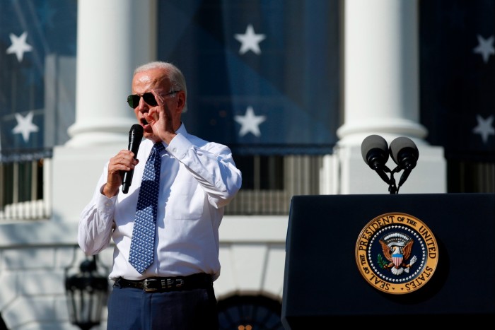 President Joe Biden speaks during an event celebrating the passage of the Inflation Reduction Act