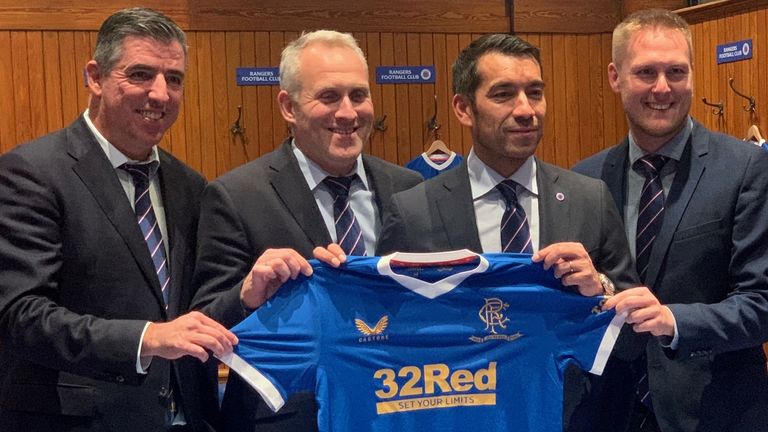 Giovanni van Bronckhorst with his Rangers coaching staff