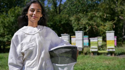 Raina Jain, now 20, began working on a soution to save the bees during high school.