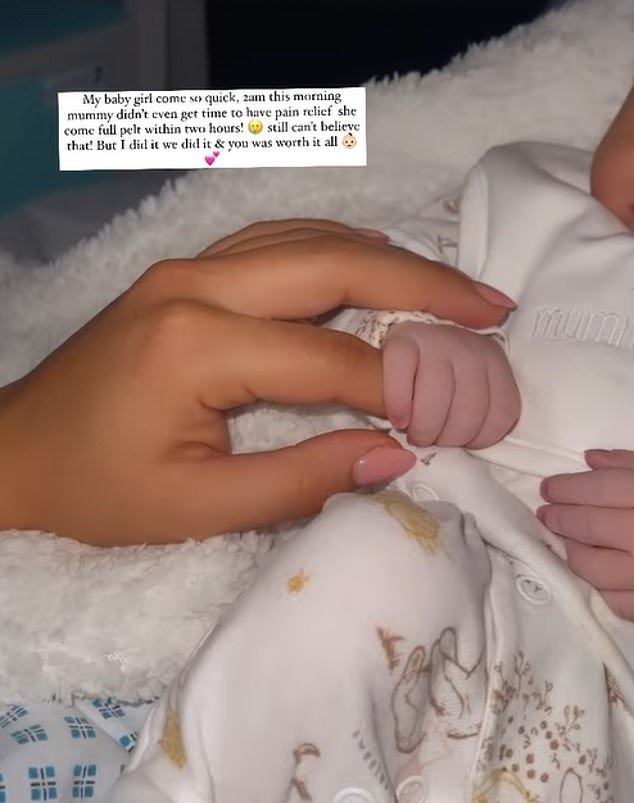 Nicole Bass GIVES BIRTH! Former TOWIE star welcomes a baby girl after two hour labour