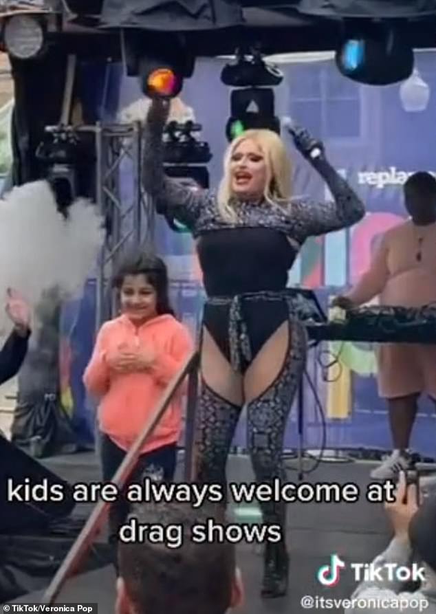 Shocking footage of drag queen show sees performer encouraging young girl to perform alongside