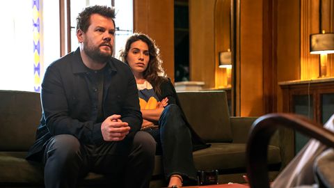 James Corden and Melia Kreiling in Amazon's dark comedy 