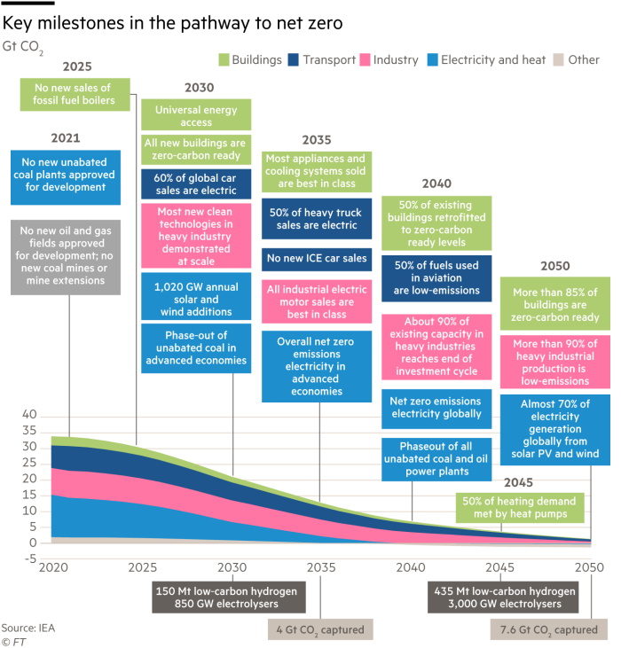 Lex chart showing key milestones in the pathway to net zero 