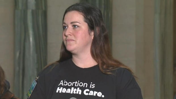 Woman told to change ‘abortion is health care’ shirt before entering Sask. Legislature