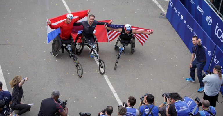 Marcel Hug and Susannah Scaroni Win the NYC Marathon Wheelchair Races