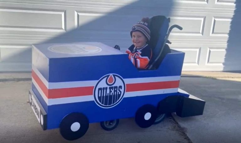 Parents create Zamboni costume for son to enjoy Halloween