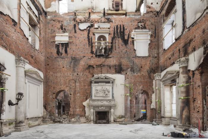 The restoration of Clandon Park House in Surrey, destroyed by fire in 2015, will conserve parts of its burnt state