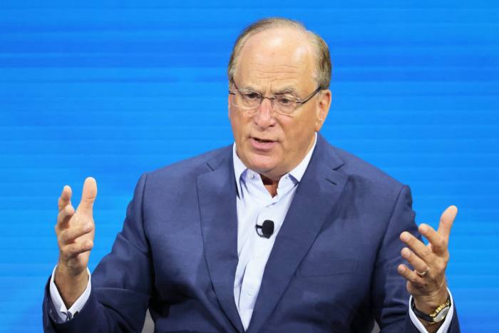 Larry Fink speaks at an event