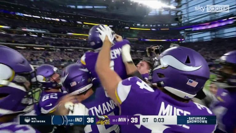 Minnesota Vikings' Greg Joseph converts his kick in overtime to complete the biggest comeback in NFL history!