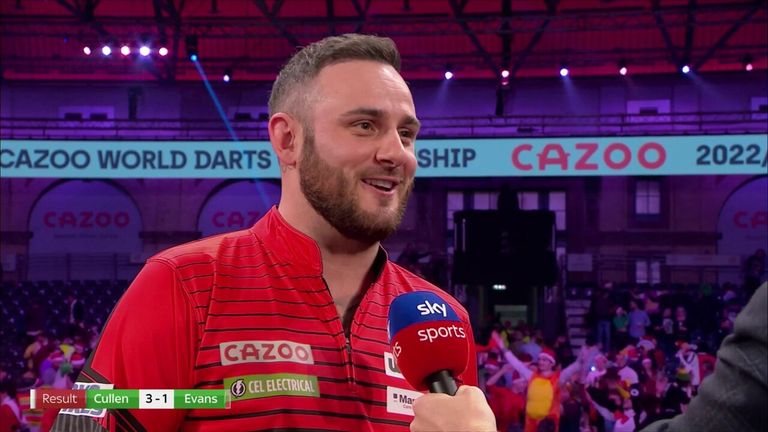 Cullen said he felt good on the stage after hitting seven 180s in his victory over Evans