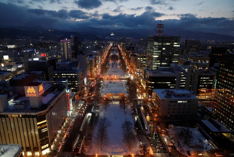 A night view of Sapporo, Japan.