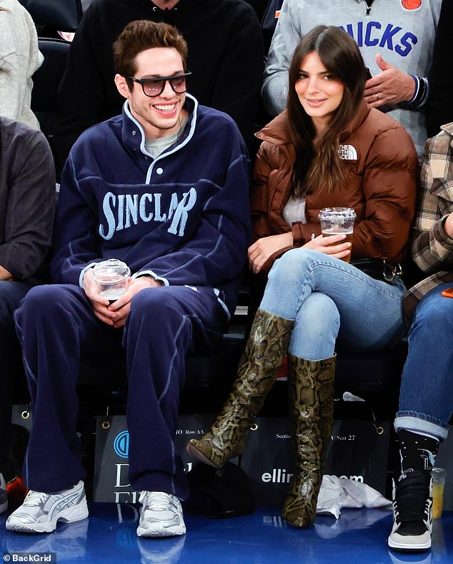 Date night: Pete and Emily were seen together at a New York Knicks versus  the Memphis Grizzlies on November 27