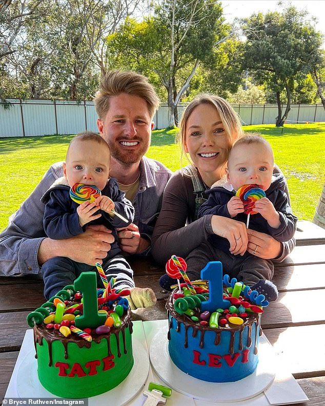 Bryce and Melissa celebrated their twin sons' first birthday with elaborate cakes last month