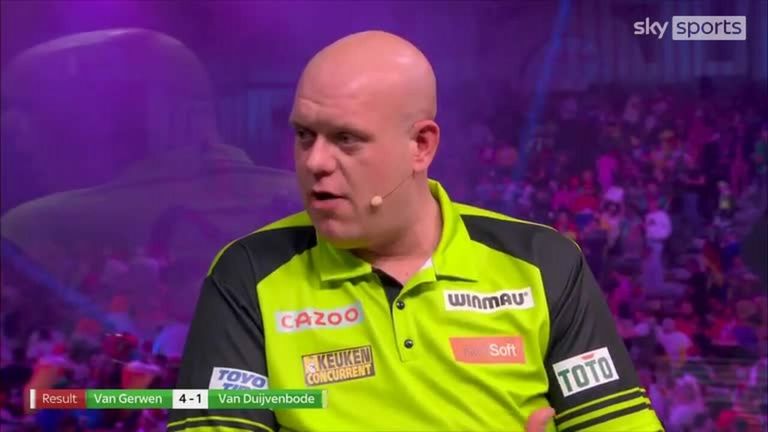 Michael van Gerwen said he beat Dirk van Duijvenbode with his 'B-game' and says if he continues to play like he is, 'he won't lose'