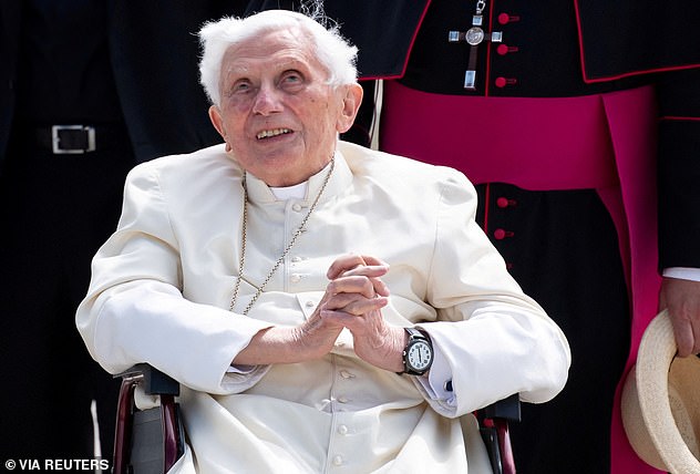 Pope Emeritus Benedict XVI at Munich airport before his departure to Rome in 2020