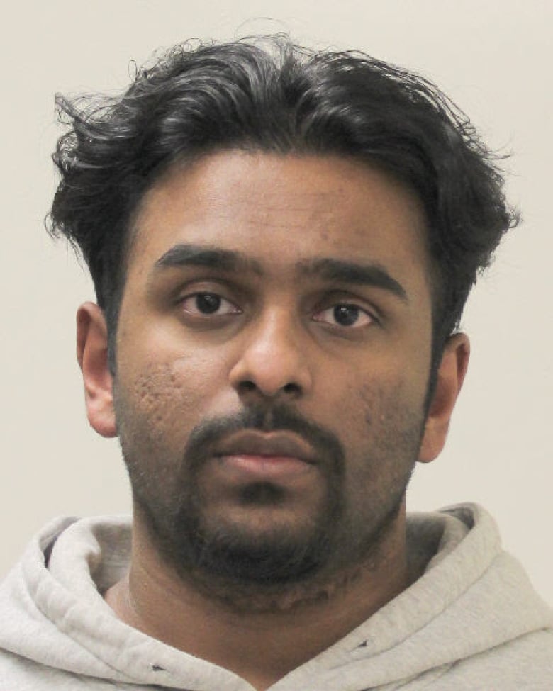 A man with dark hair and grey hoodie faces the camera. 