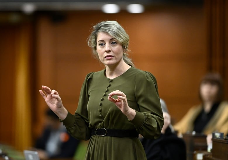 Minister of Foreign Affairs Melanie Joly rises during Question Period in the House of Commons on Parliament Hill in Ottawa on Friday, Dec. 9, 2022.