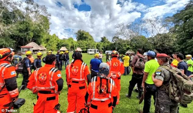 A group of rescuers is seen preparing to begin the search for Ashcroft