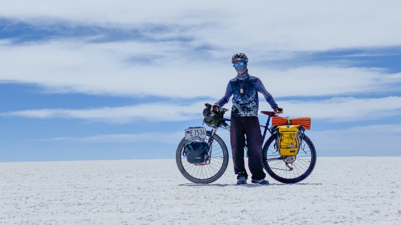 Garner, seen in Salar de Uyuni, Bolivia, says he was robbed five times during the trip.