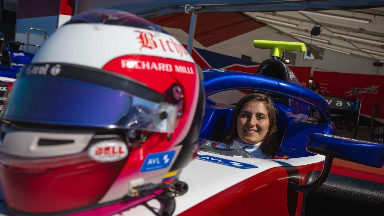 Colombian F2 driver Tatiana Calderon is pictured ahead of racing at the Zandvoort circuit in the Netherlands last September.