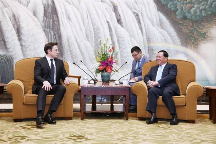 Then Shanghai party boss Li Qiang with Tesla’s Elon Musk. The now premier sounded a pro-business clarion call at the annual meeting of parliament in March