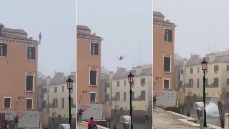 Venice: Italian authorities searching for “idiot” who jumped off a 3-story building into a canal