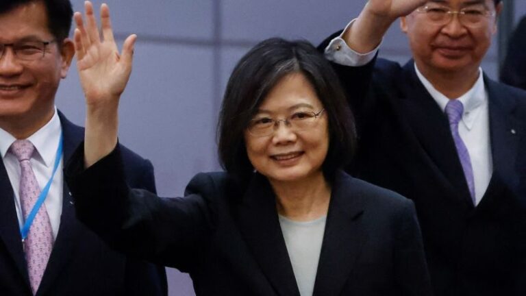 A defiant Taiwanese President Tsai Ing-wen departs for New York to start Central American trip