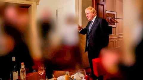 Boris Johnson at a gathering at 10 Downing Street