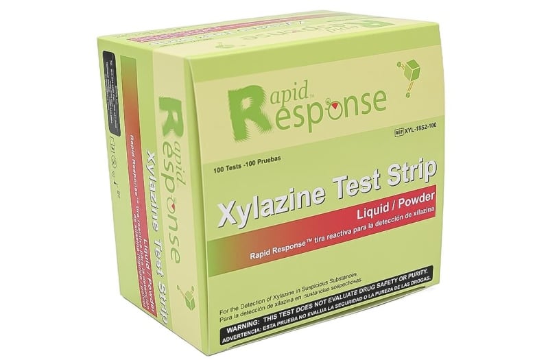 Xylazine test strips developed by Canadian biotech company BTNX are seen in this handout photo.