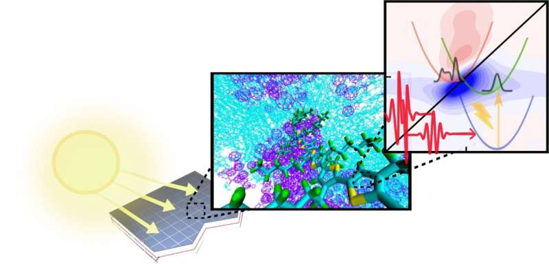 Modelling superfast processes in organic solar cell material