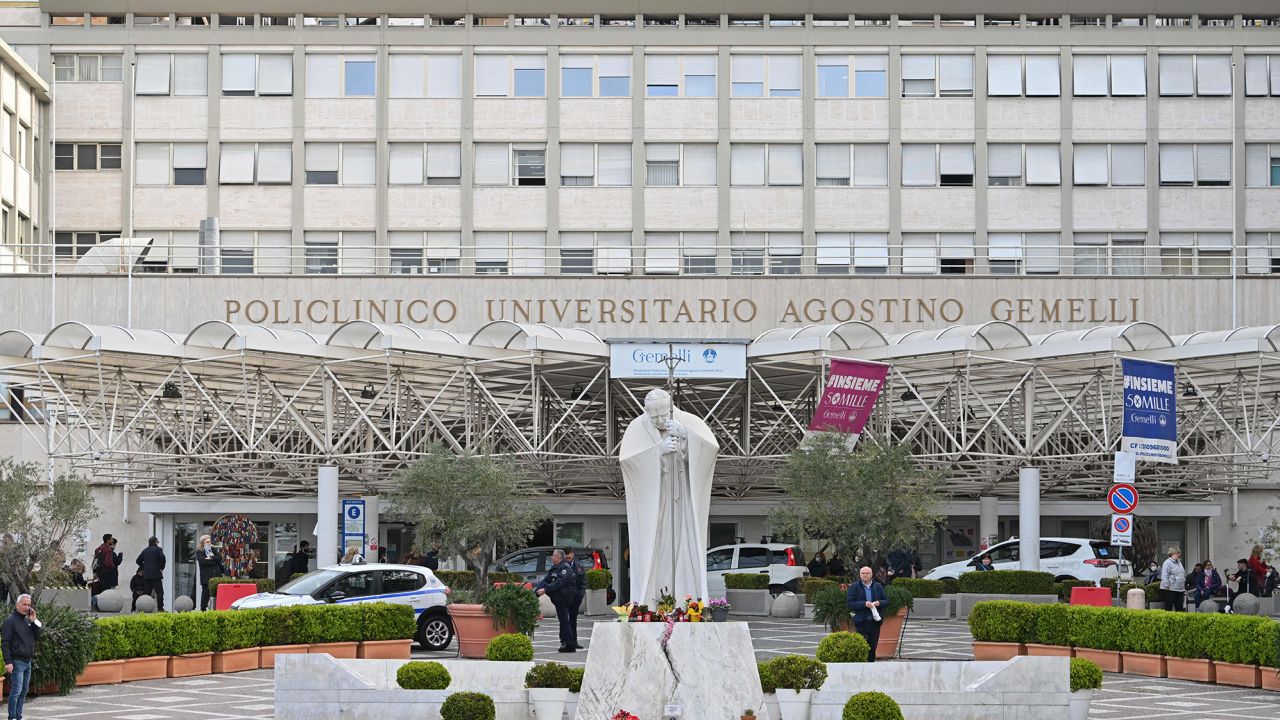 Francis was admitted to Gemelli hospital in Rome, pictured on March 30, 2023, on Wednesday, where he is undergoing treatment of a respiratory infection.