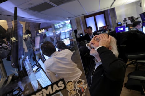 Traders on the floor of the New York Stock Exchange today.