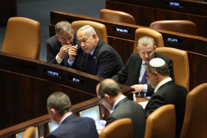 Israeli prime minister Benjamin Netanyahu attends a voting session on judicial reform bill at the Knesset Plenum, in Jerusalem