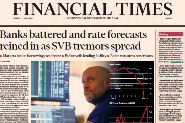 The FT front page on March 14