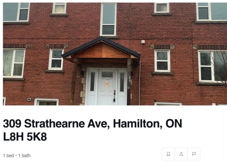 A photo of an apartment building listed on a website