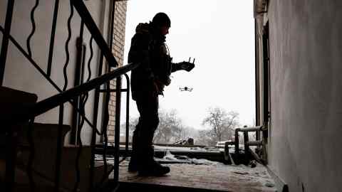 A drone operator with the Ukraine army