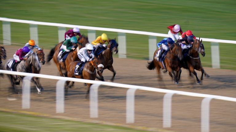 Badri (grey silks) featured in the Racing League last summer