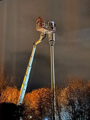 The mast was installed over four nights starting on March 13