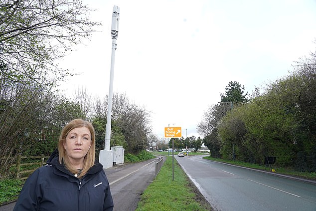 Debbie Feasey (pictured) said: 'I used to look out and see trees behind my house. Now the view is dominated by this monstrosity