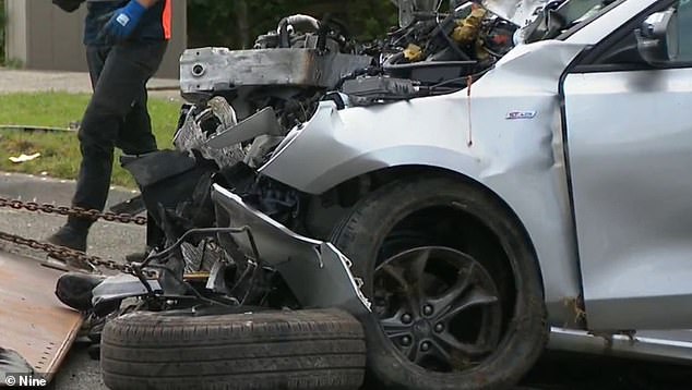 Victoria Police said the car, allegedly being driven by a 16-year-old boy, crashed into three parked cars on Edward Rd, Chirnside Park, at about 2.05am before it burst into flames