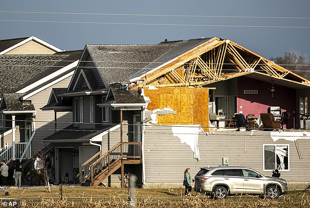 The entire side of one home appeared to have completely fallen away