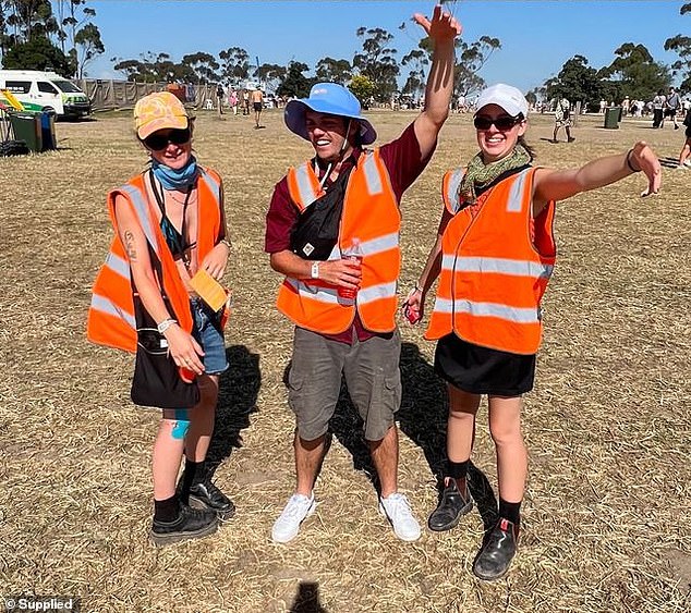 Mr Hare volunteered at Beyond The Valley music festival, scanning wristbands and handing out environmentally-friendly rubbish bags