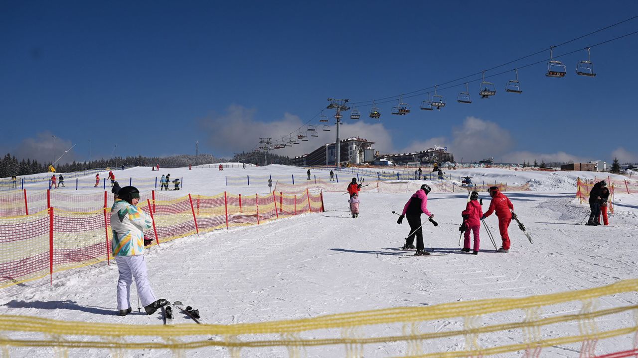 The Ukrainian ski resort of Bukovel lies about 640 kilometers southwest of Ukraine, in the Carpathian mountains.