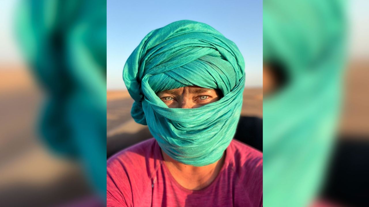 James took this self portrait in the Sahara Desert in Mauritania.