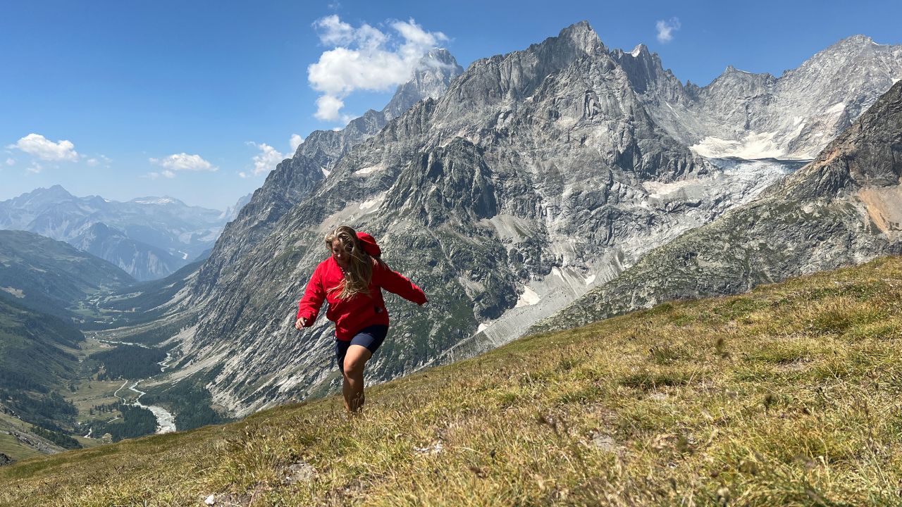 James hiking near Mont Blanc on the French-Swiss border in the Alps.