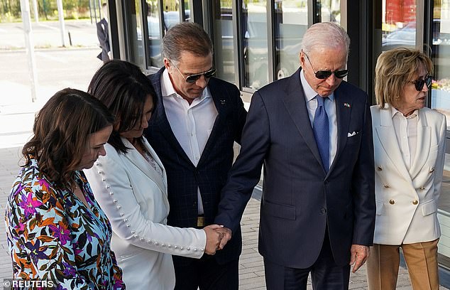 President Joe Biden visits the Mayo Roscommon Hospice in Castlebar, County Mayo, Ireland, where a plaque bears his son Beau's name. He was flanked by Hunter Biden and Valerie Biden Owens