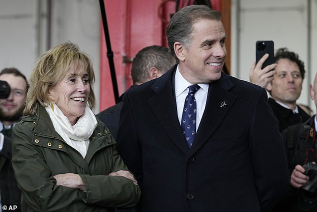 President Joe Biden's sister Valerie Biden Owens, left, and his son Hunter Biden watch as President Biden greets people at Dublin International Airport in Dublin, Ireland