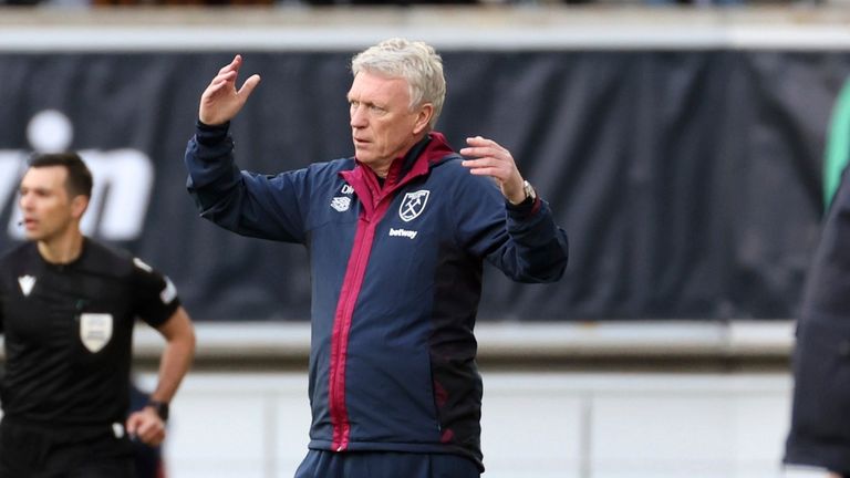 West Ham coach David Moyes at KAA Gent Stadium